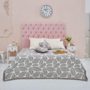 Покрывало хлопковое Этель «Листопад» 180х240 см, цвет серый, 100% хлопок, 300гр/м2