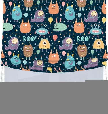 Римская штора «Кортин», день-ночь с мягкими складками, «Звёздные страшилки»