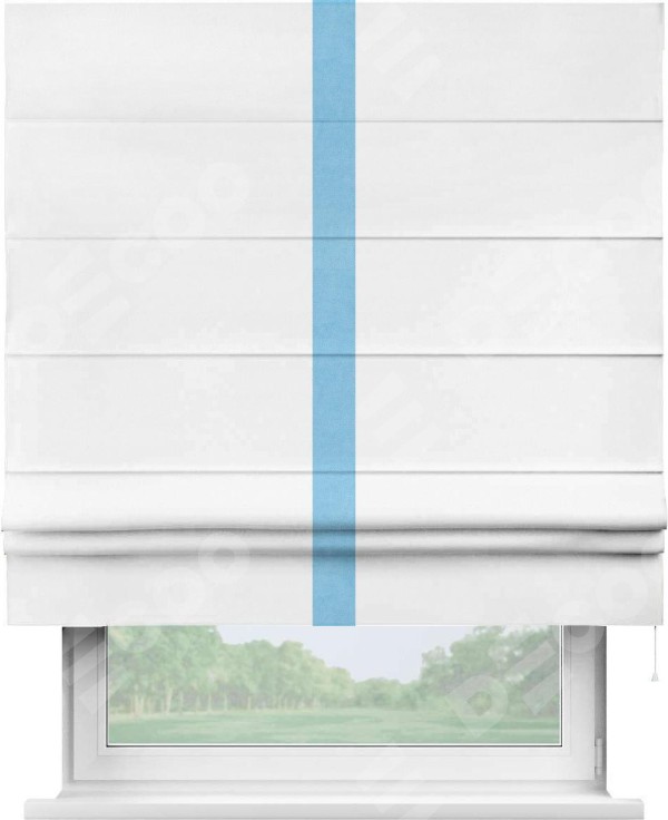 Римская штора «Кортин» с кантом Хайвэй, для проема, ткань вельвет белый