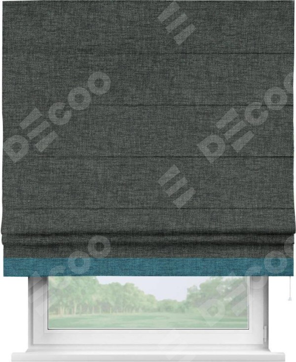Римская штора с кантом Джестер, для проема, рогожка димаут, графит