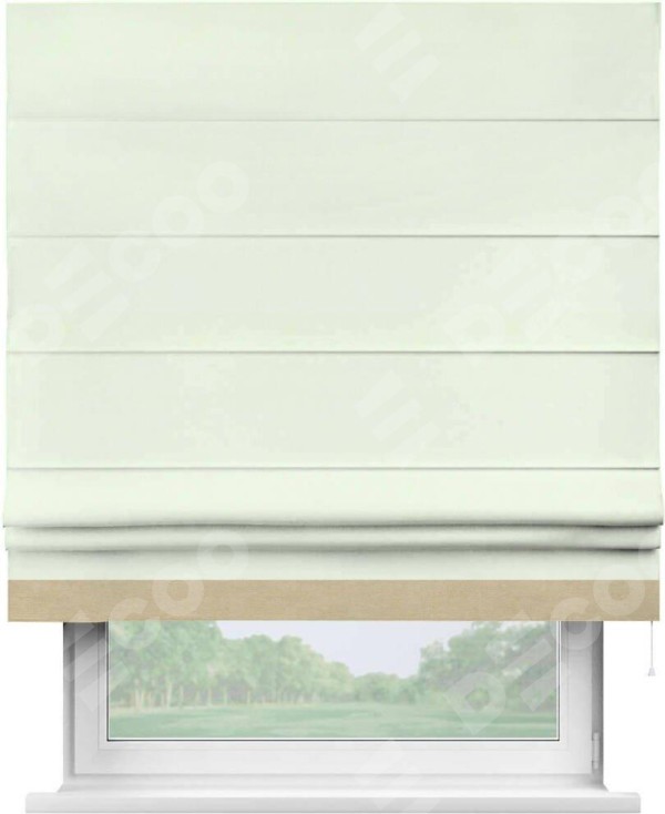 Римская штора «Кортин» с кантом Джестер, для проема, ткань вельвет кремовый