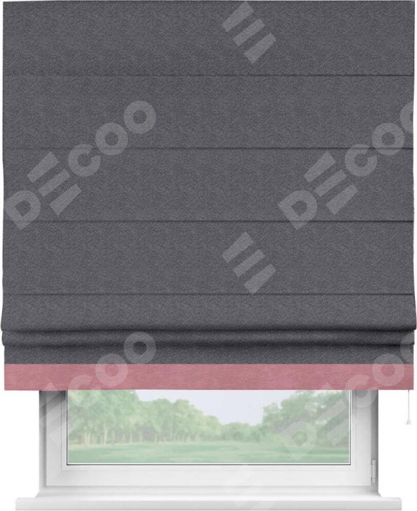 Римская штора «Кортин» с кантом Джестер, для проема, ткань софт однотонный графит