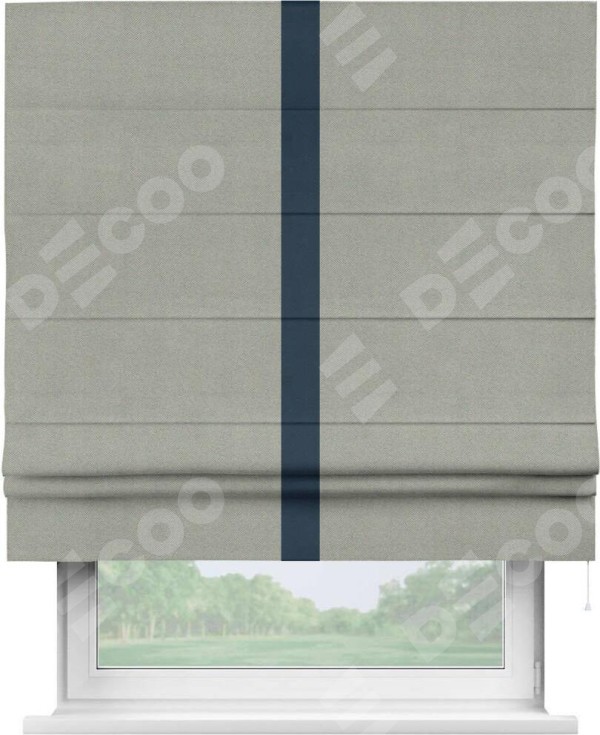 Римская штора «Кортин» с кантом Хайвэй, для проема, ткань блэкаут однотонный серый