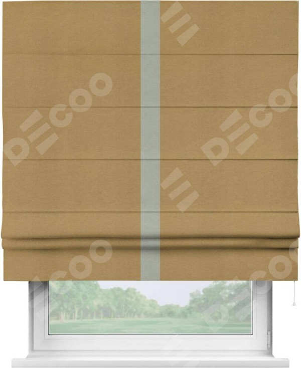 Римская штора «Кортин» с кантом Хайвэй, для проема, ткань вельвет горчица