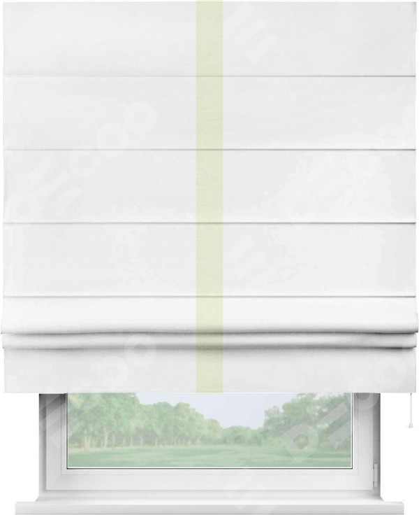 Римская штора «Кортин» с кантом Хайвэй, для проема, ткань вельвет белый