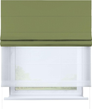 Римская штора «Кортин» день-ночь, ткань бархат золотая оливка