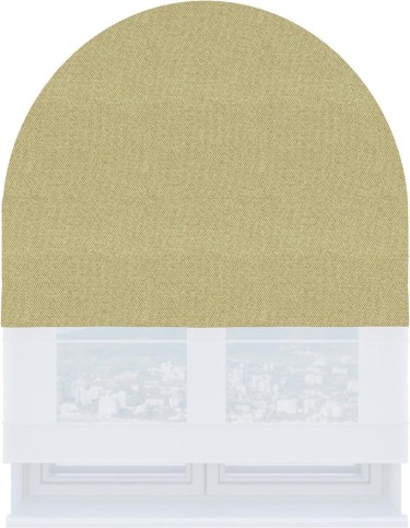 Римская штора «Кортин» день-ночь для арочного проёма, ткань лён димаут песочный