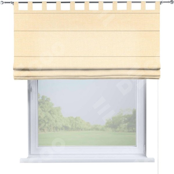 Римская штора на петлях «Кортин», выполнена  в ткани лён, цвет бежевый