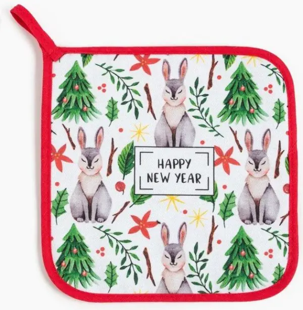 Набор кух. "Happy New Year" варежка-прихватка 20х28 см, прихватка 19х19 см, 100% хл