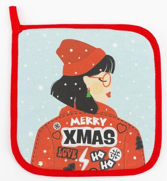 Прихватка "Merry XMAS" 19х19см, саржа, 100% х/л,ватин 250г/м2