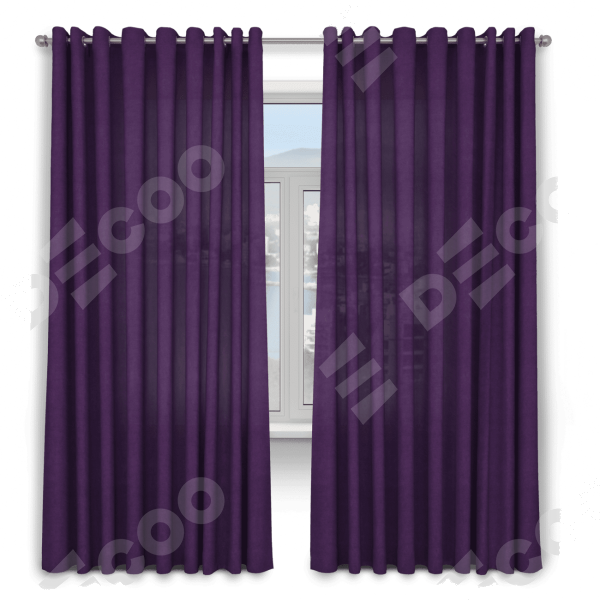 Шторы на люверсах ткань вельвет тёмно-фиолетовый