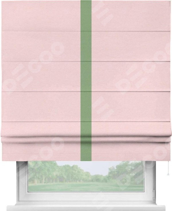 Римская штора «Кортин» с кантом Хайвэй, для проема, ткань блэкаут однотонный розовый