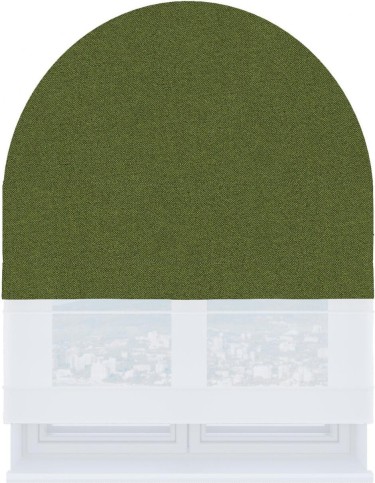 Римская штора «Кортин» день-ночь для арочного проёма, лён блэкаут оливковый