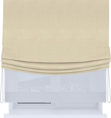 Римская штора «Кортин», день-ночь с мягкими складками, блэкаут однотонный цвет бежевый