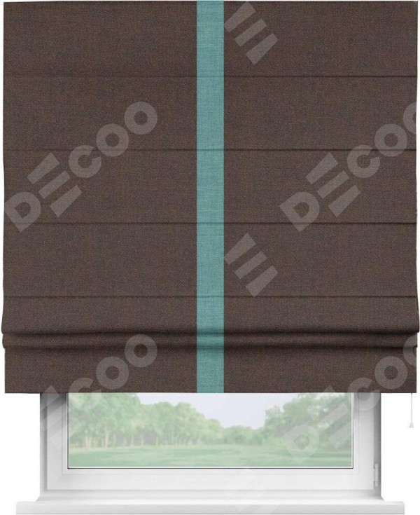 Римская штора «Кортин» с кантом Хайвэй, для проема, ткань лён коричневый