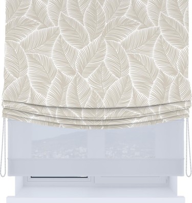 Римская штора «Кортин», день-ночь с мягкими складками, «Бежевые листья»