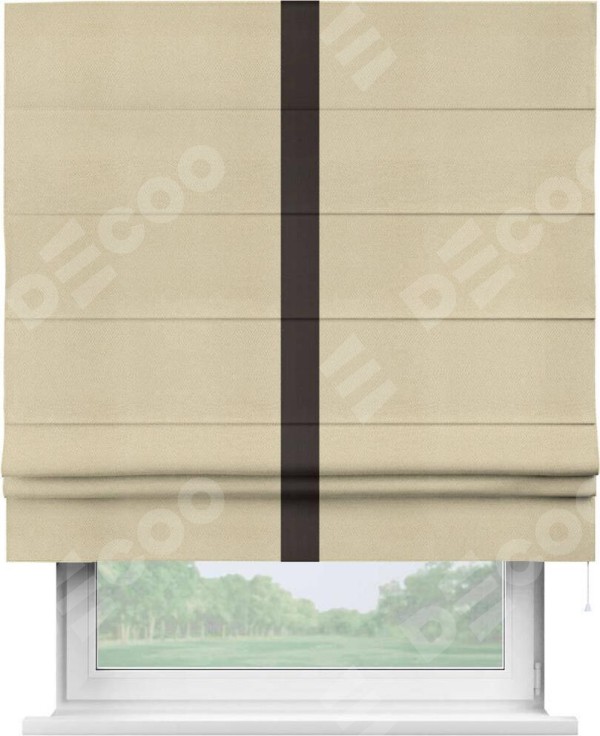 Римская штора «Кортин» с кантом Хайвэй, для проема, ткань блэкаут однотонный милано латте