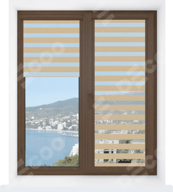 Рулонная штора День-ночь Уни 2 Linen 02 бежевый, размеры от 20 до 120 см