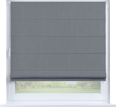 Римская штора «Кортин», блэкаут однотонный серый, на створку