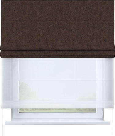 Римская штора «Кортин» день-ночь, ткань лён коричневый