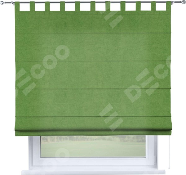 Римская штора на петлях «Кортин», ткань вельвет салатовый