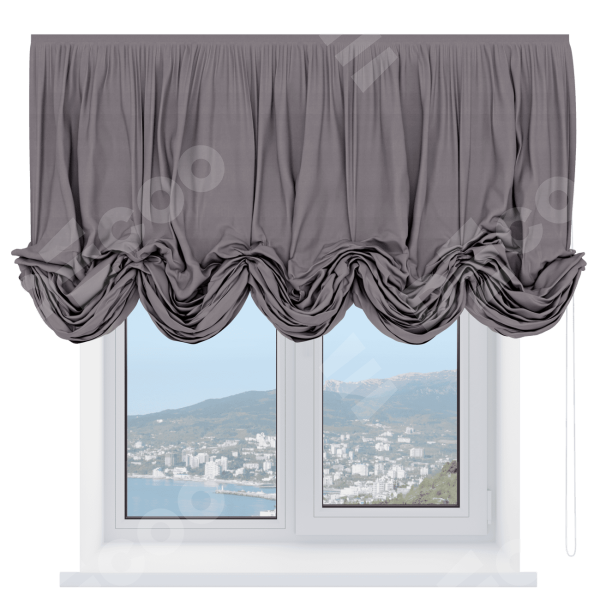 Австрийская штора «Кортин», вельвет тёмно-бежевый