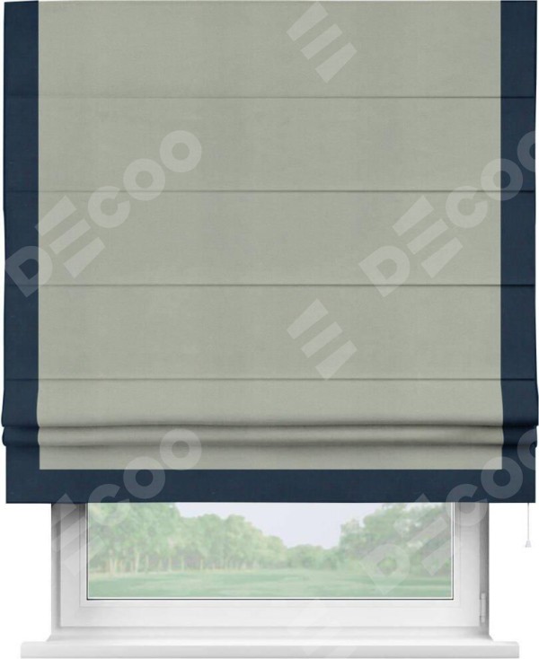 Римская штора «Кортин» с кантом Виктория, для проема, ткань вельвет cветло-серый