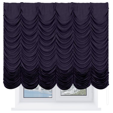 Французская штора «Кортин», ткань вельвет тёмно-фиолетовый