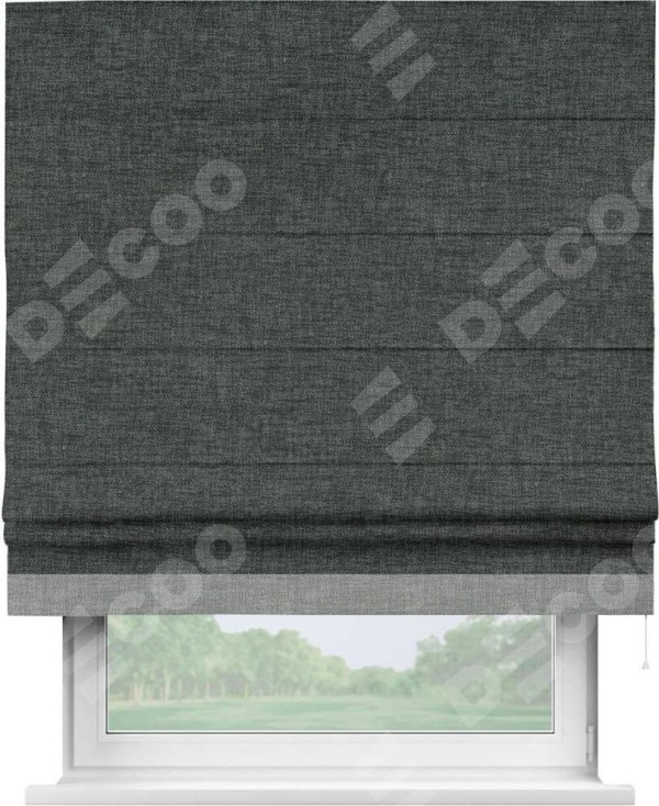 Римская штора с кантом Джестер, для проема, рогожка димаут, графит