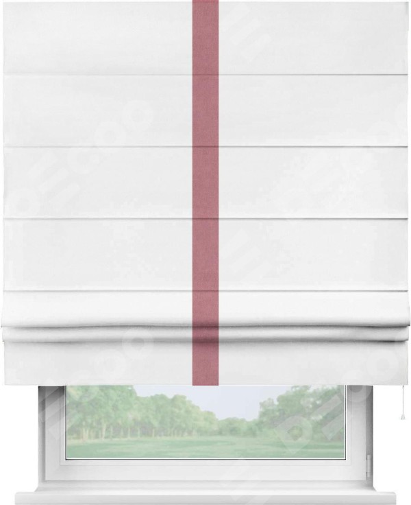 Римская штора «Кортин» с кантом Хайвэй, для проема, ткань вельвет белый