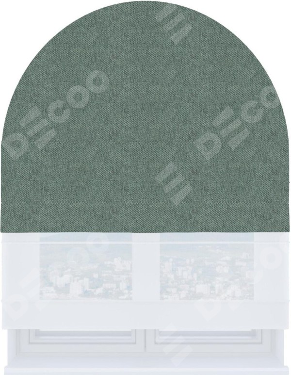 Римская штора «Кортин» день-ночь для арочного проёма, стиф димаут серо-голубой