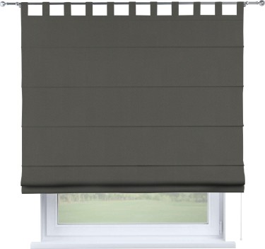 Римская штора «Кортин», блэкаут однотонный тёмно-серый, на петлях
