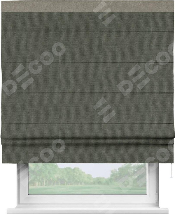 Римская штора «Кортин» с кантом Кинг, для проема, ткань лён димаут, графит