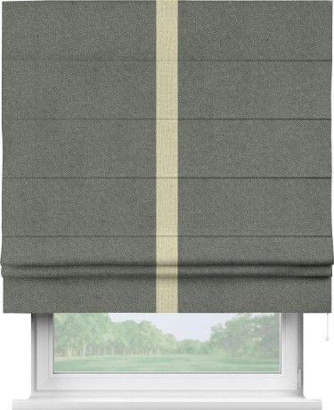 Римская штора «Кортин» с кантом Хайвэй, для проема, ткань лён димаут, тёмно-серый