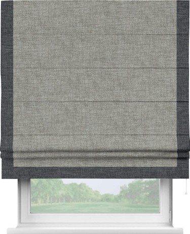 Римская штора «Кортин» для проёма, рогожка димаут серый дуб, с кантом Виктория