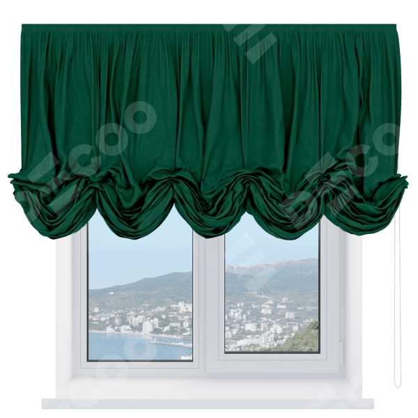 Австрийская штора «Кортин», вельвет зеленый