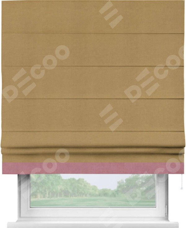 Римская штора «Кортин» с кантом Джестер, для проема, ткань вельвет горчица