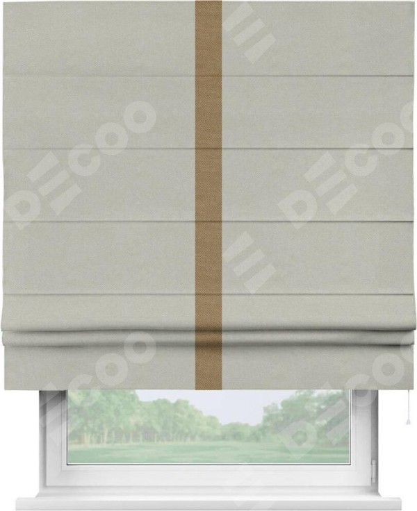 Римская штора «Кортин» с кантом Хайвэй, для проема, ткань лён димаут, светло-серый