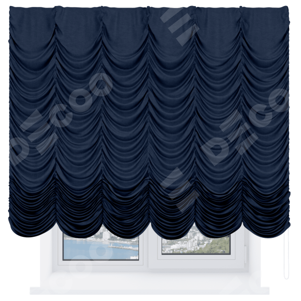 Французская штора «Кортин», софт однотонный тёмно-синий