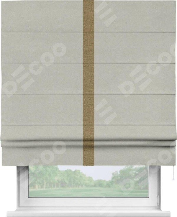 Римская штора «Кортин» с кантом Хайвэй, для проема, ткань лён димаут, светло-серый