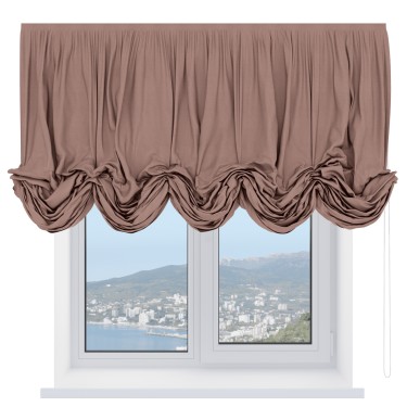 Австрийская штора «Кортин», вельвет брусничный джем