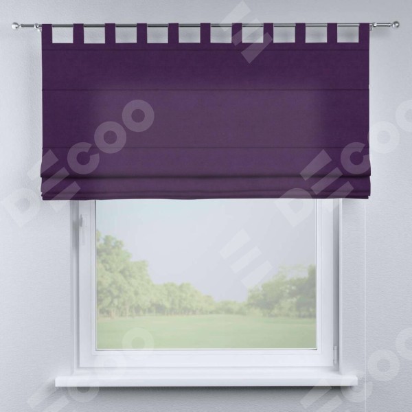 Римская штора на петлях «Кортин», ткань вельвет тёмно-фиолетовый