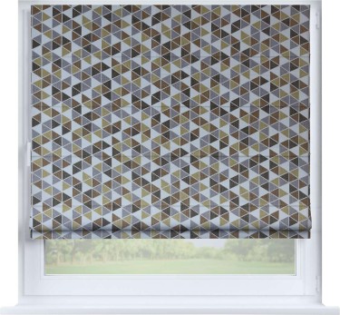 Римская штора «Кортин» на створку, ткань димаут «Треугольники коричневые»