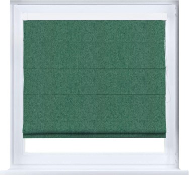 Римская штора «Кортин» кассетная, ткань твид блэкаут, зелёный