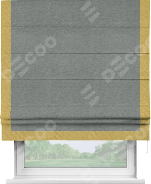 Римская штора «Кортин» с кантом Виктория, для проема, ткань твид блэкаут, серый