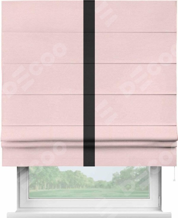 Римская штора «Кортин» с кантом Хайвэй, для проема, ткань блэкаут однотонный розовый
