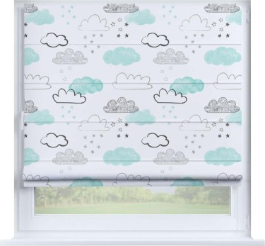 Римская штора «Кортин» на створку «Облака и звёзды»