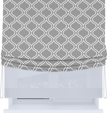 Римская штора «Кортин», день-ночь с мягкими складками, «Тайны востока серый»