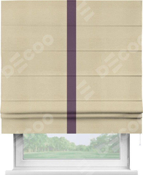 Римская штора «Кортин» с кантом Хайвэй, для проема, ткань блэкаут однотонный милано латте