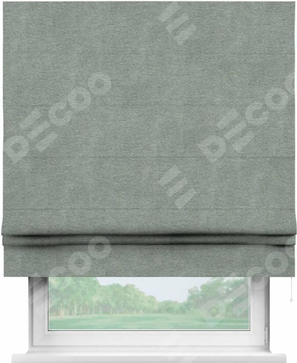 Римская штора «Кортин» для проема, ткань твид блэкаут, светло-серый